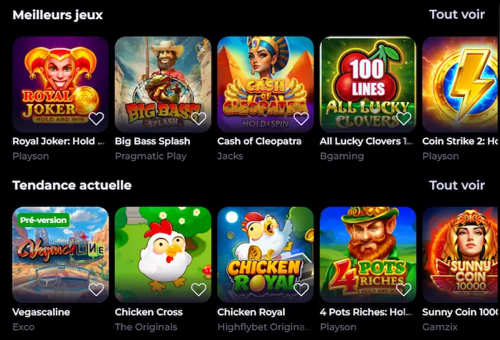 HighFly Casino France games